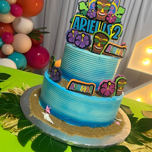 hawaiian luau cake topper and matching cupcake toppers